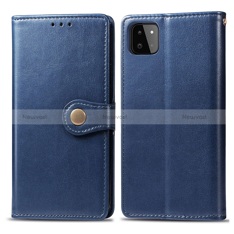 Leather Case Stands Flip Cover Holder S05D for Samsung Galaxy A22s 5G Blue