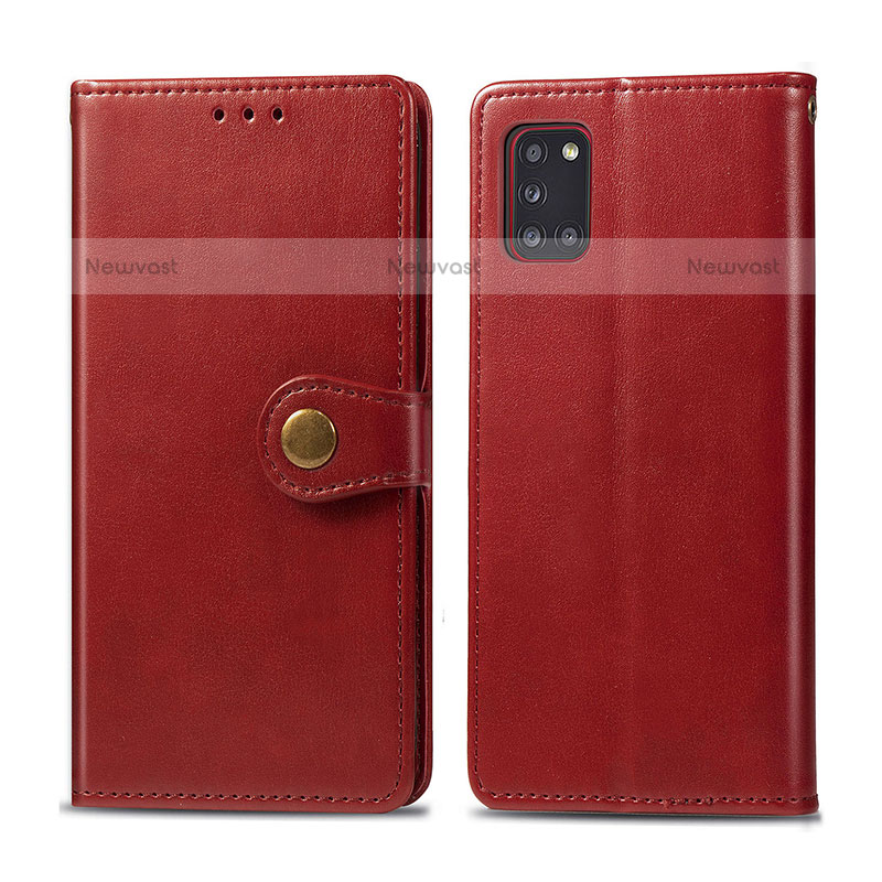 Leather Case Stands Flip Cover Holder S05D for Samsung Galaxy A31 Red