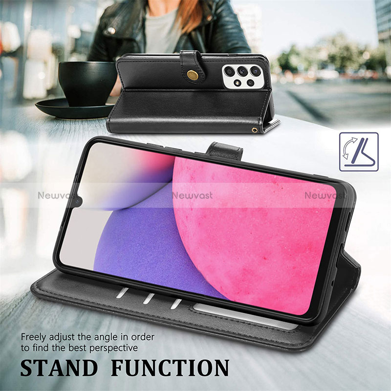 Leather Case Stands Flip Cover Holder S05D for Samsung Galaxy A33 5G