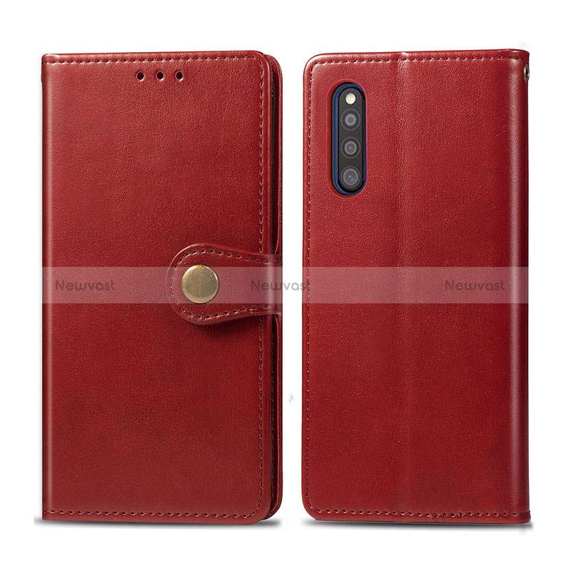 Leather Case Stands Flip Cover Holder S05D for Samsung Galaxy A41 SC-41A Red