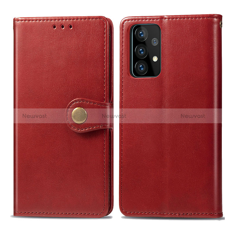 Leather Case Stands Flip Cover Holder S05D for Samsung Galaxy A52 5G Red