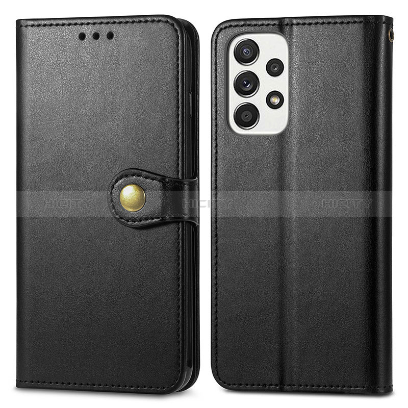 Leather Case Stands Flip Cover Holder S05D for Samsung Galaxy A53 5G Black