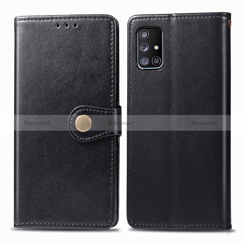 Leather Case Stands Flip Cover Holder S05D for Samsung Galaxy A71 5G Black