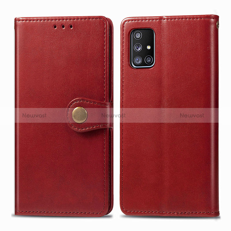 Leather Case Stands Flip Cover Holder S05D for Samsung Galaxy A71 5G Red