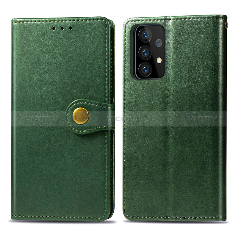 Leather Case Stands Flip Cover Holder S05D for Samsung Galaxy A72 4G Green