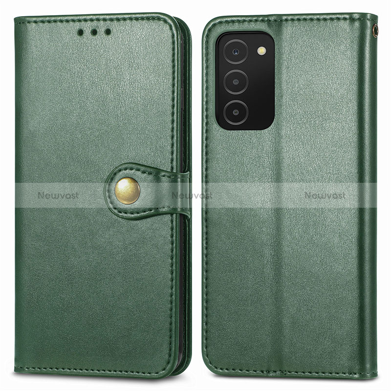 Leather Case Stands Flip Cover Holder S05D for Samsung Galaxy F02S SM-E025F Green