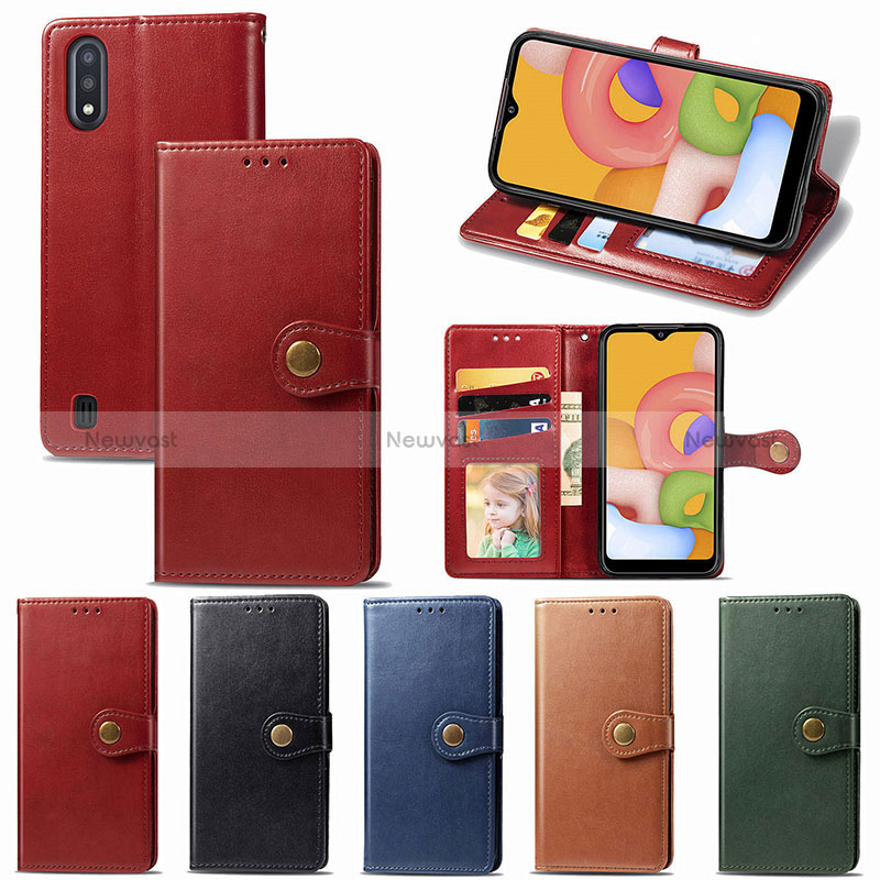 Leather Case Stands Flip Cover Holder S05D for Samsung Galaxy M01