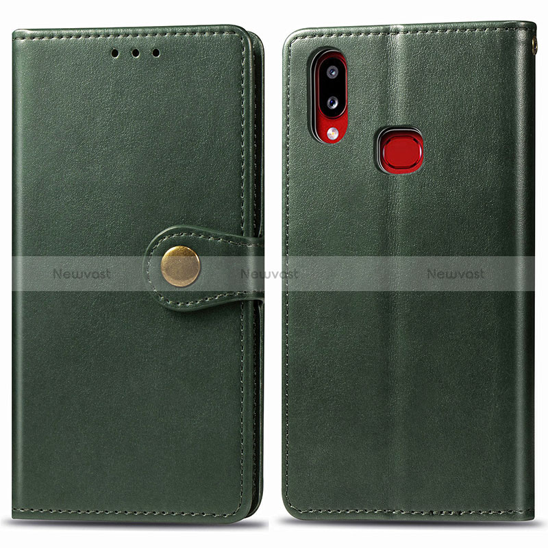 Leather Case Stands Flip Cover Holder S05D for Samsung Galaxy M01s Green