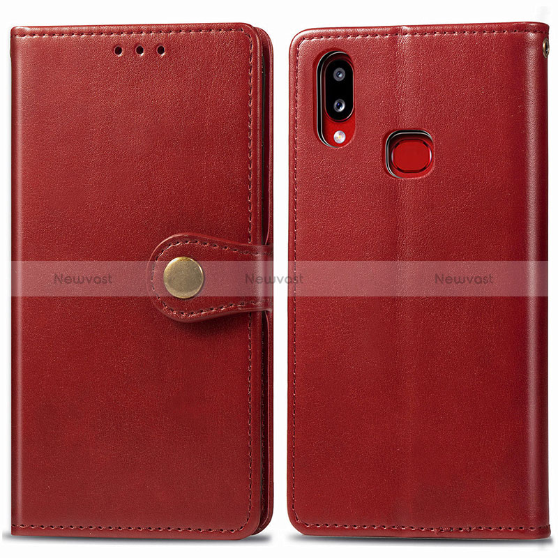 Leather Case Stands Flip Cover Holder S05D for Samsung Galaxy M01s Red