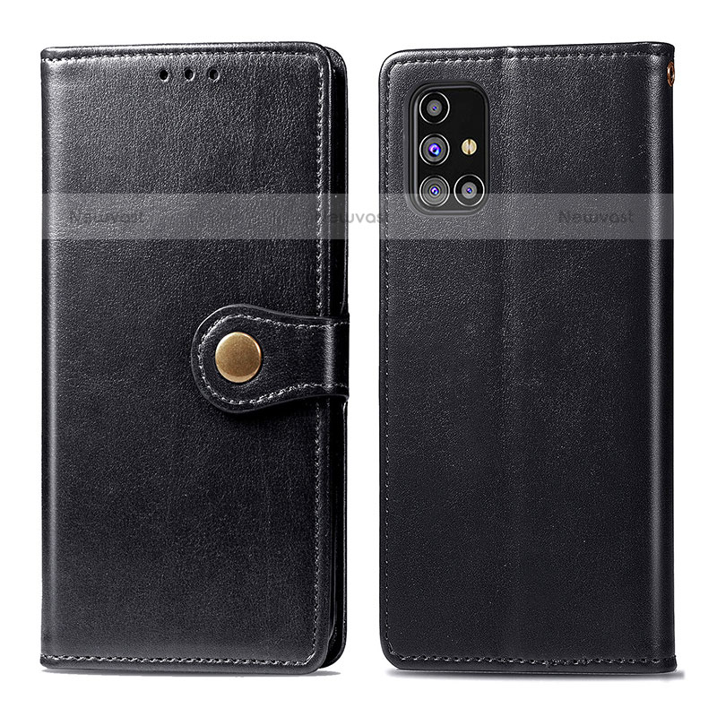 Leather Case Stands Flip Cover Holder S05D for Samsung Galaxy M31s Black