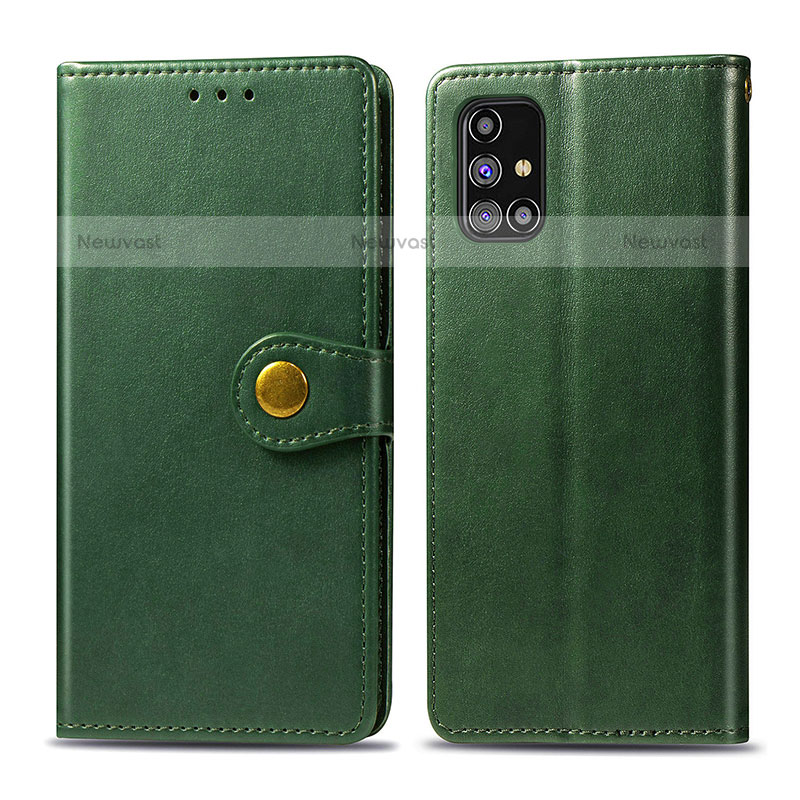 Leather Case Stands Flip Cover Holder S05D for Samsung Galaxy M31s Green