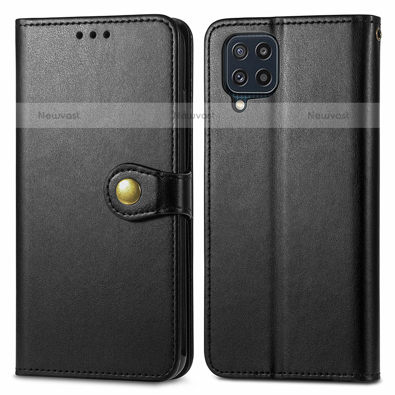 Leather Case Stands Flip Cover Holder S05D for Samsung Galaxy M32 4G Black