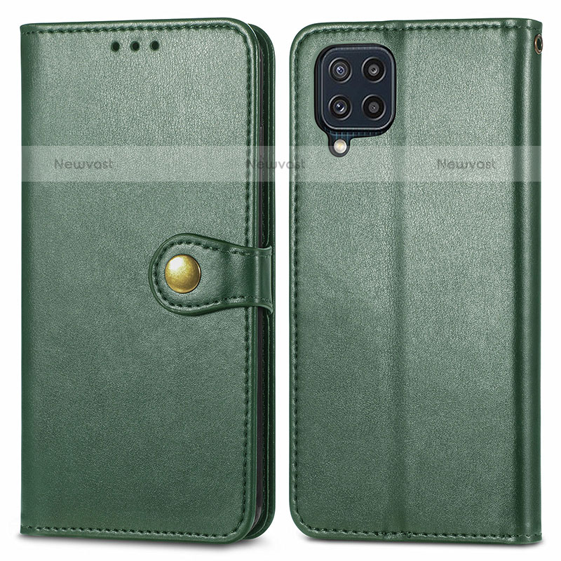 Leather Case Stands Flip Cover Holder S05D for Samsung Galaxy M32 4G Green