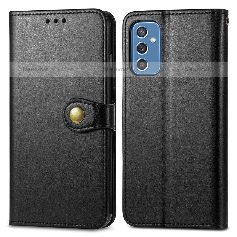 Leather Case Stands Flip Cover Holder S05D for Samsung Galaxy M52 5G Black