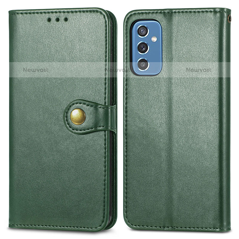 Leather Case Stands Flip Cover Holder S05D for Samsung Galaxy M52 5G Green