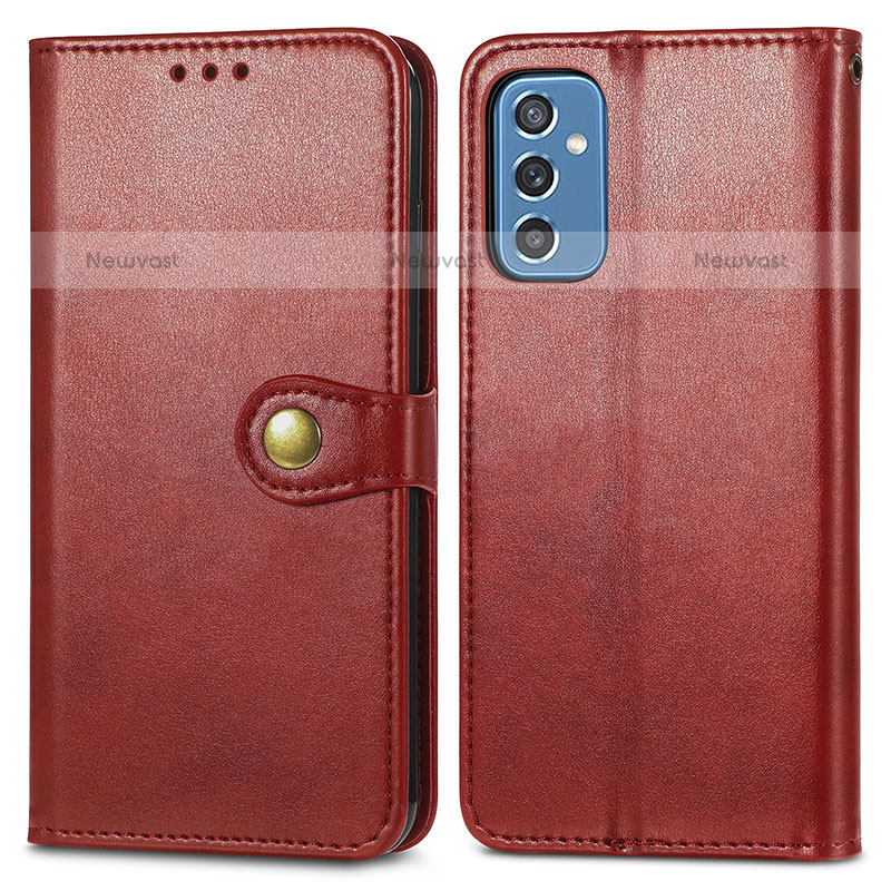 Leather Case Stands Flip Cover Holder S05D for Samsung Galaxy M52 5G Red