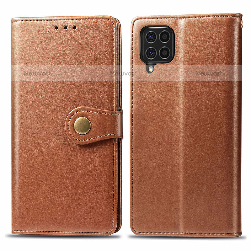 Leather Case Stands Flip Cover Holder S05D for Samsung Galaxy M62 4G Brown