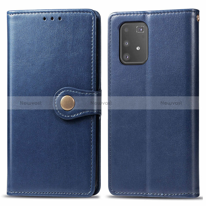 Leather Case Stands Flip Cover Holder S05D for Samsung Galaxy M80S Blue