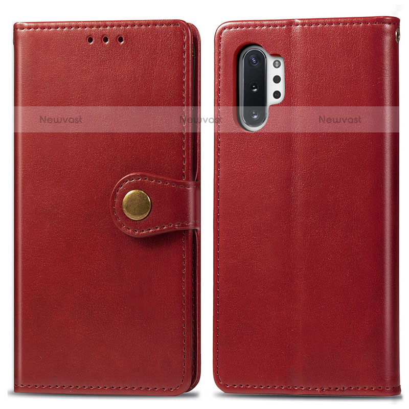 Leather Case Stands Flip Cover Holder S05D for Samsung Galaxy Note 10 Plus 5G Red