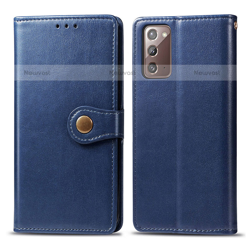 Leather Case Stands Flip Cover Holder S05D for Samsung Galaxy Note 20 5G Blue