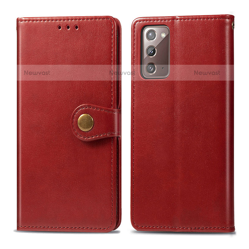 Leather Case Stands Flip Cover Holder S05D for Samsung Galaxy Note 20 5G Red
