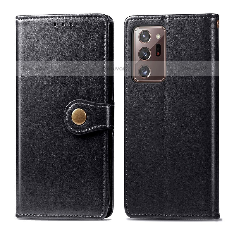 Leather Case Stands Flip Cover Holder S05D for Samsung Galaxy Note 20 Ultra 5G Black