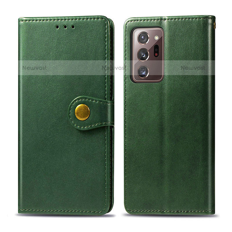 Leather Case Stands Flip Cover Holder S05D for Samsung Galaxy Note 20 Ultra 5G Green