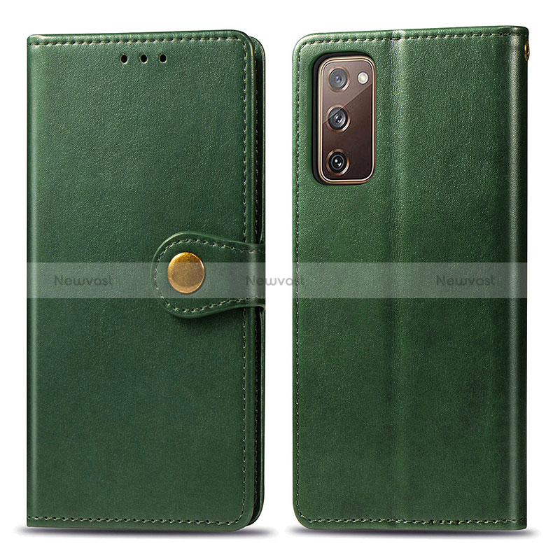 Leather Case Stands Flip Cover Holder S05D for Samsung Galaxy S20 FE 4G Green