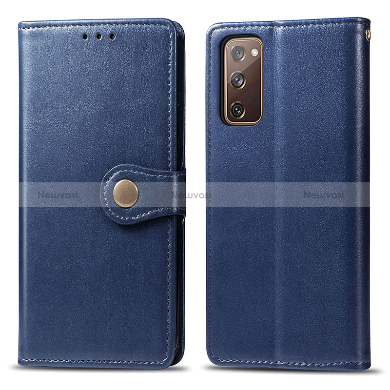 Leather Case Stands Flip Cover Holder S05D for Samsung Galaxy S20 FE 5G Blue