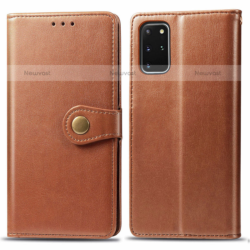 Leather Case Stands Flip Cover Holder S05D for Samsung Galaxy S20 Plus 5G Brown