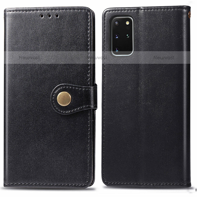 Leather Case Stands Flip Cover Holder S05D for Samsung Galaxy S20 Plus Black