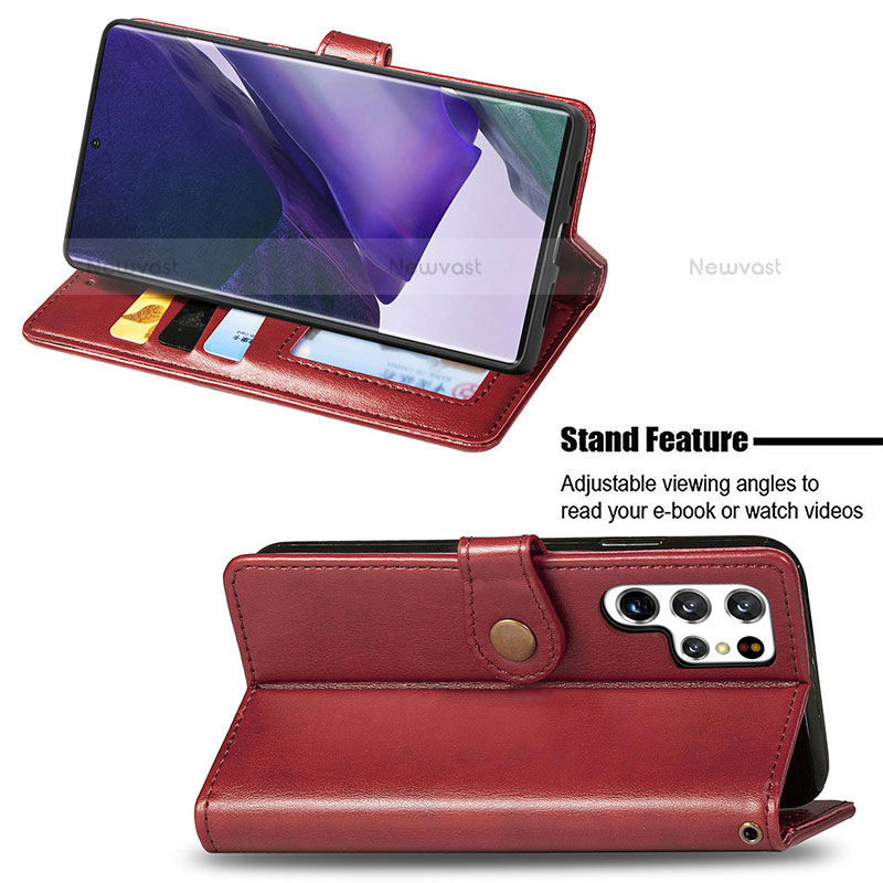 Leather Case Stands Flip Cover Holder S05D for Samsung Galaxy S21 Ultra 5G