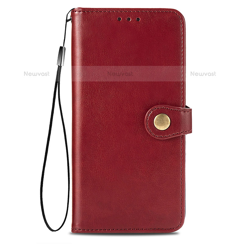 Leather Case Stands Flip Cover Holder S05D for Samsung Galaxy S21 Ultra 5G Red