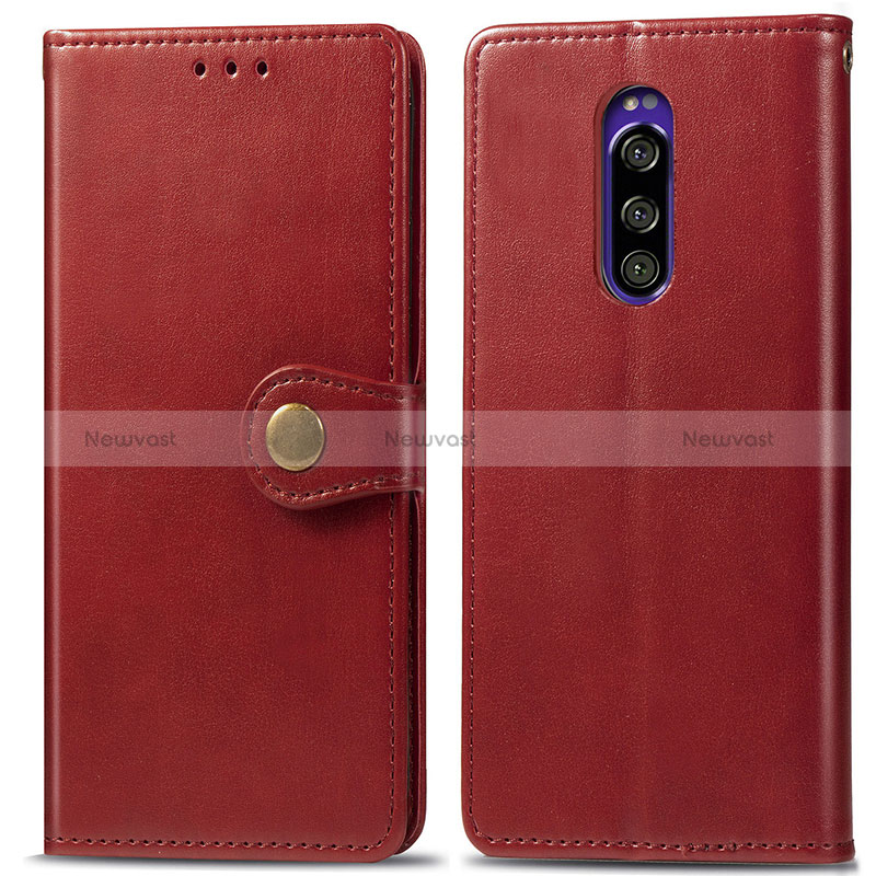 Leather Case Stands Flip Cover Holder S05D for Sony Xperia 1 Red