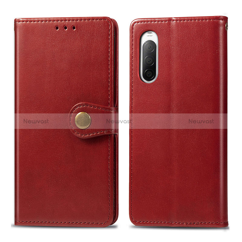 Leather Case Stands Flip Cover Holder S05D for Sony Xperia 10 II Red