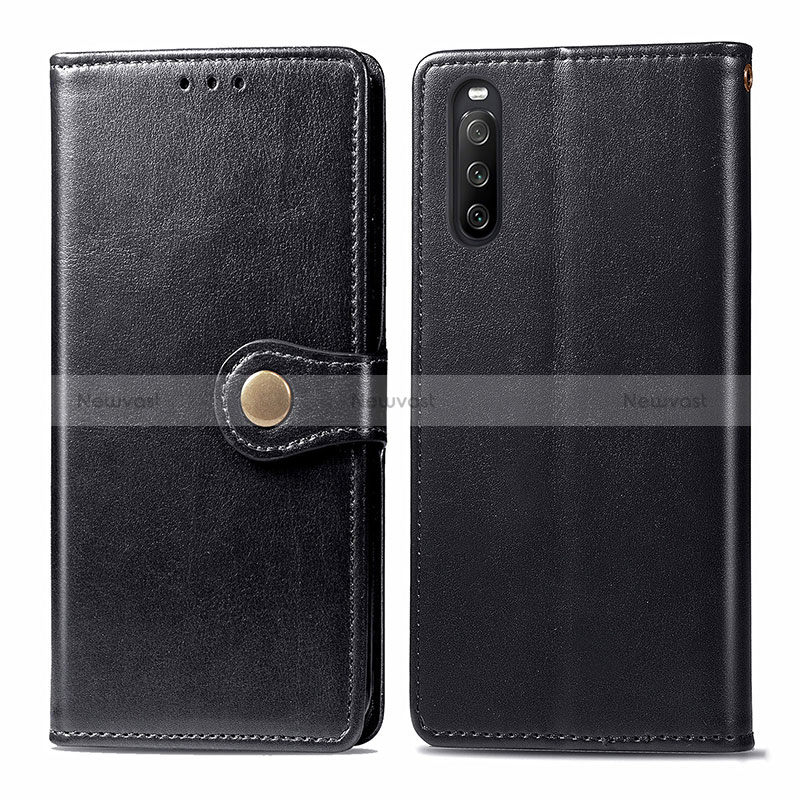 Leather Case Stands Flip Cover Holder S05D for Sony Xperia 10 III SO-52B Black