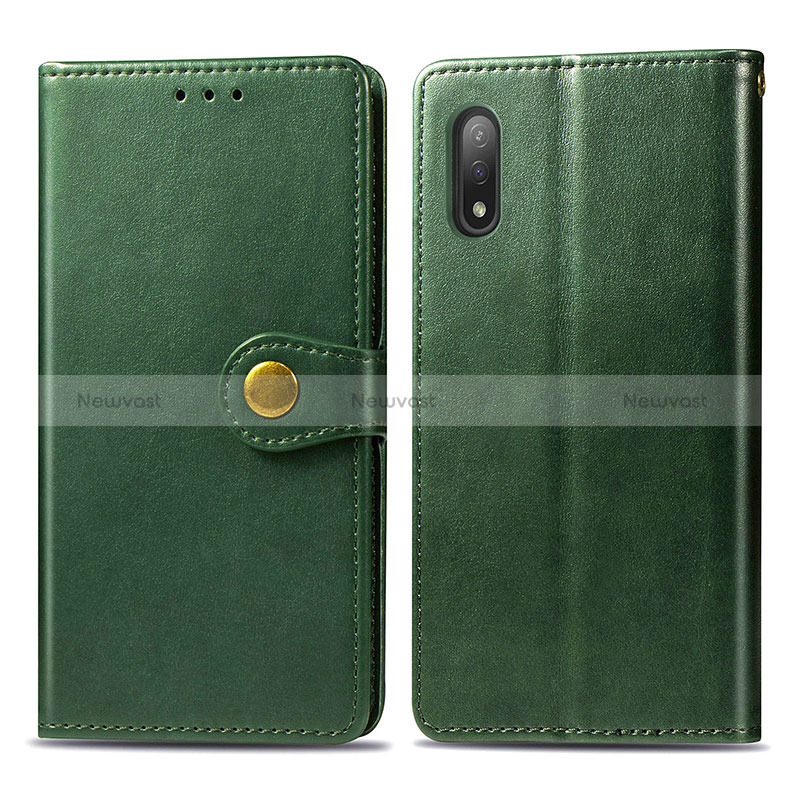 Leather Case Stands Flip Cover Holder S05D for Sony Xperia Ace II SO-41B Green