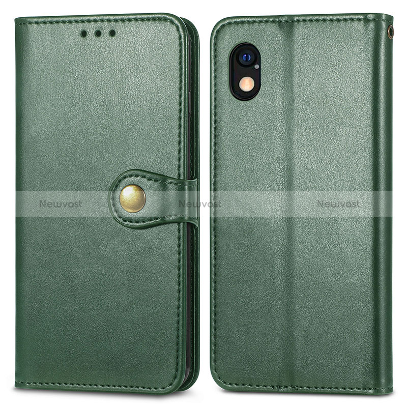 Leather Case Stands Flip Cover Holder S05D for Sony Xperia Ace III Green