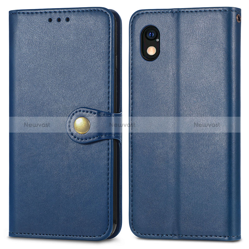 Leather Case Stands Flip Cover Holder S05D for Sony Xperia Ace III SO-53C Blue
