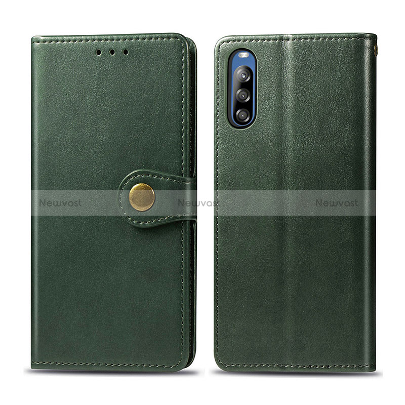 Leather Case Stands Flip Cover Holder S05D for Sony Xperia L4 Green