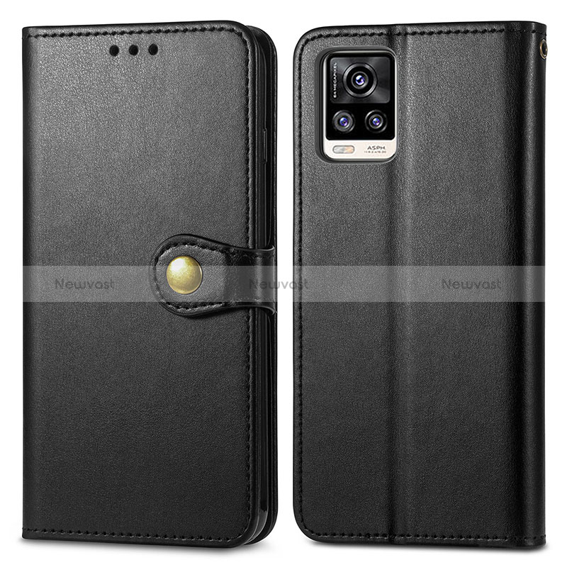 Leather Case Stands Flip Cover Holder S05D for Vivo V20 (2021) Black