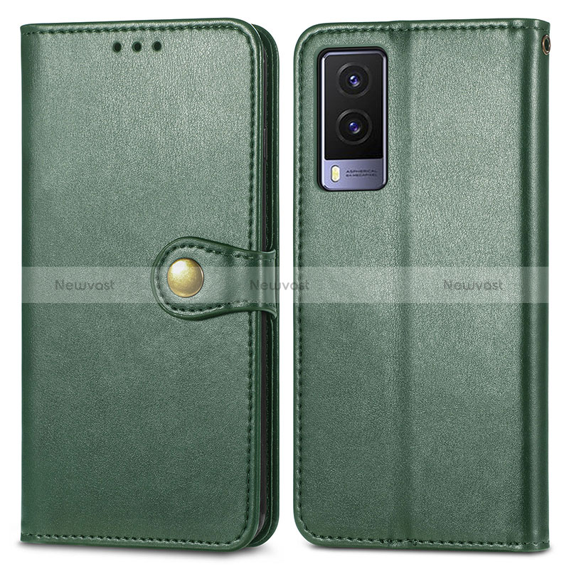 Leather Case Stands Flip Cover Holder S05D for Vivo V21e 5G Green