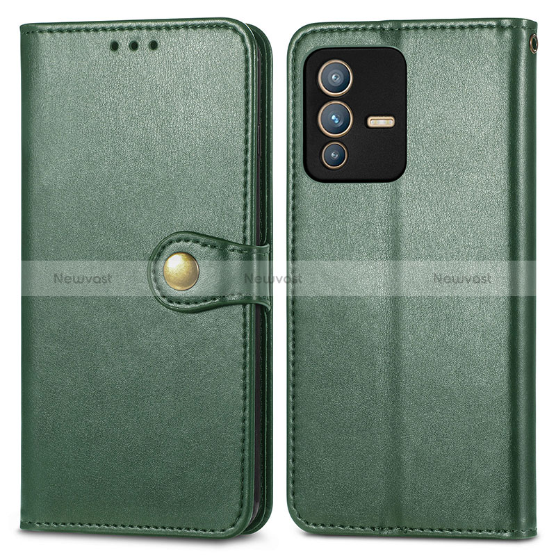 Leather Case Stands Flip Cover Holder S05D for Vivo V23 Pro 5G Green
