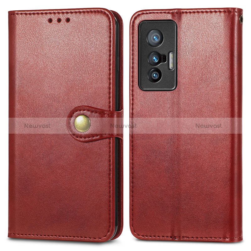 Leather Case Stands Flip Cover Holder S05D for Vivo X70t Red