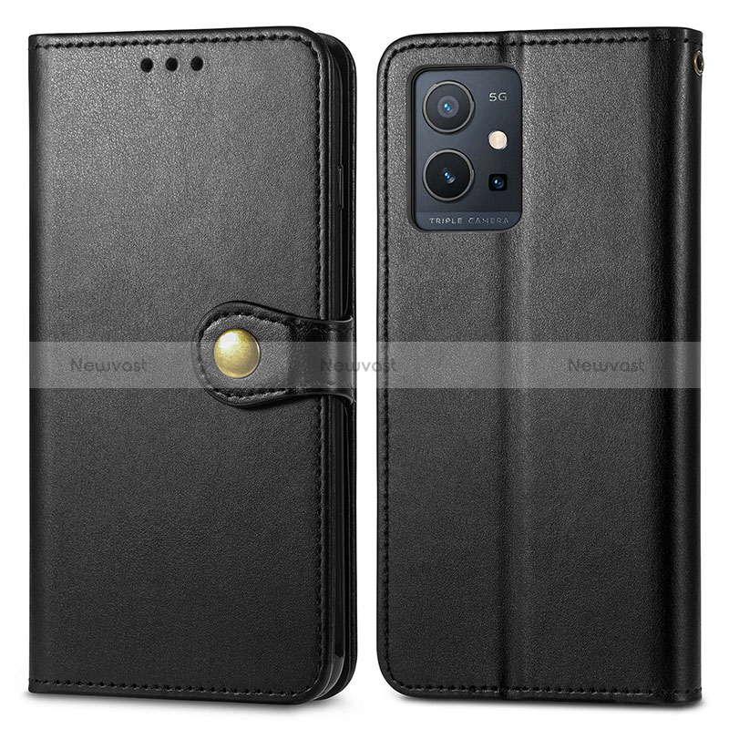 Leather Case Stands Flip Cover Holder S05D for Vivo Y33e 5G Black