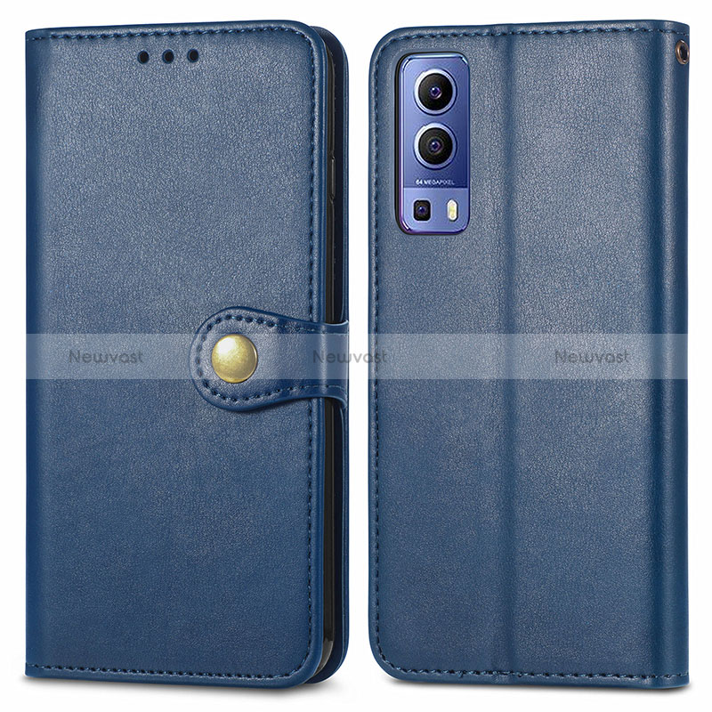 Leather Case Stands Flip Cover Holder S05D for Vivo Y52 5G Blue