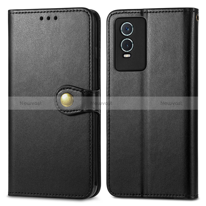 Leather Case Stands Flip Cover Holder S05D for Vivo Y74s 5G Black