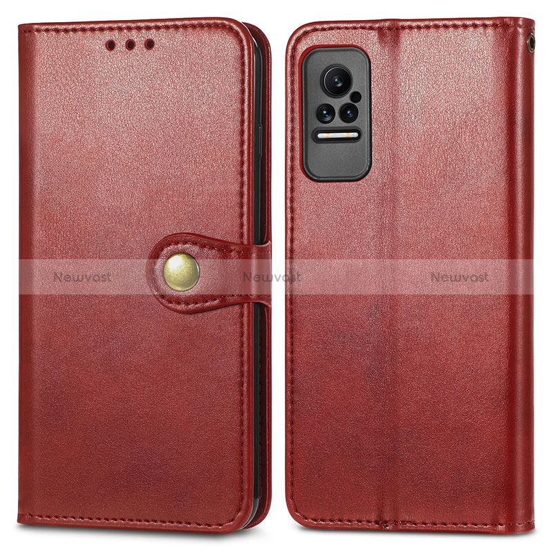 Leather Case Stands Flip Cover Holder S05D for Xiaomi Civi 1S 5G Red