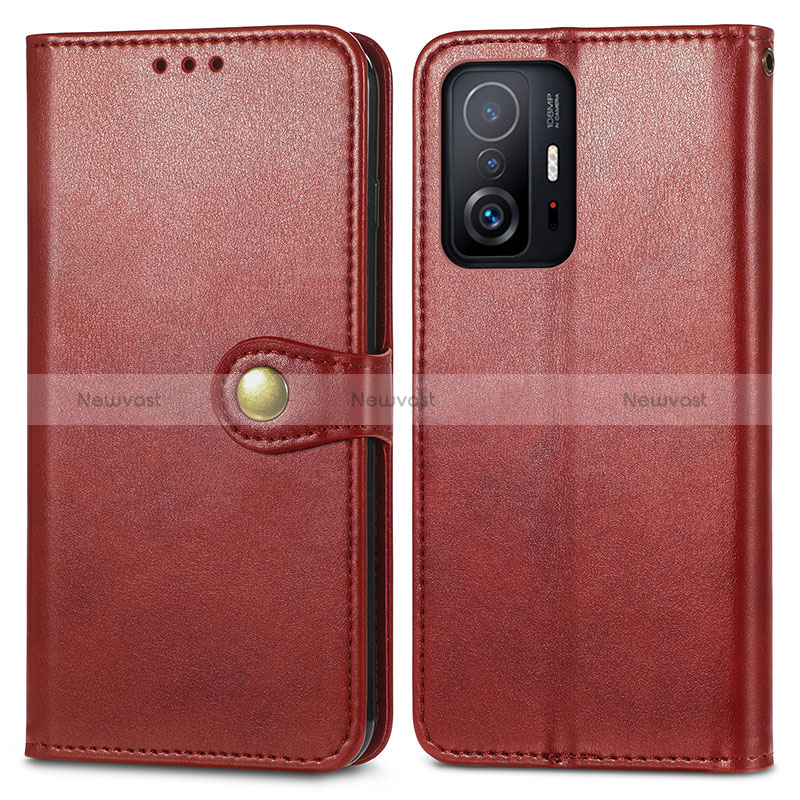 Leather Case Stands Flip Cover Holder S05D for Xiaomi Mi 11T Pro 5G Red