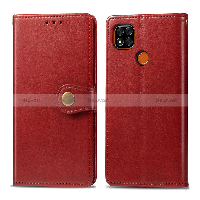 Leather Case Stands Flip Cover Holder S05D for Xiaomi POCO C3 Red